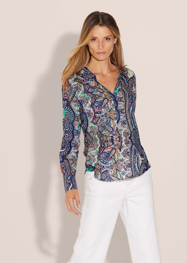 Blouse met kraag, V-hals en knoopsluiting