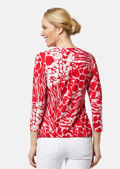 Casual shirt met dierenprint en 3/4-mouwen