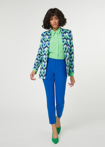 Modieuze print-blazer met verborgen knoopsluiting